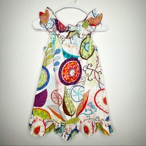 Girls boutique Le’ Za Me floral colorful ruffle dress sz 7